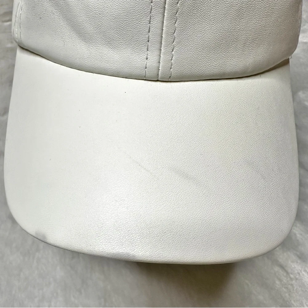 Vera NY Faux Leather Pom Adjustable Cap Hat Off-White Women’s OS